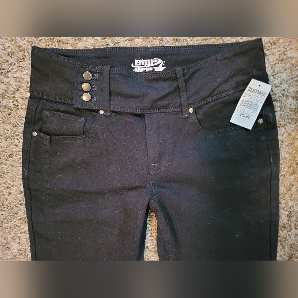 Zumiez Black Triple Button Bootcut Flare Lowrise Pants - Picture 5 of 8